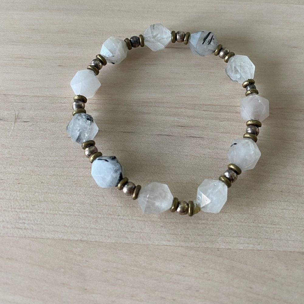Quartz with Black Tourmaline Stone Bracelet